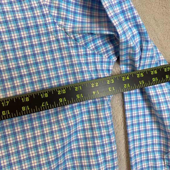 Polo Ralph Lauren Mens Shirt Large Blue Green Plaid Long-Sleeve Button-Down 100% - Picture 4 of 9